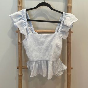 🌿H&M Flutter Sleeve blouse light blue medium🌿